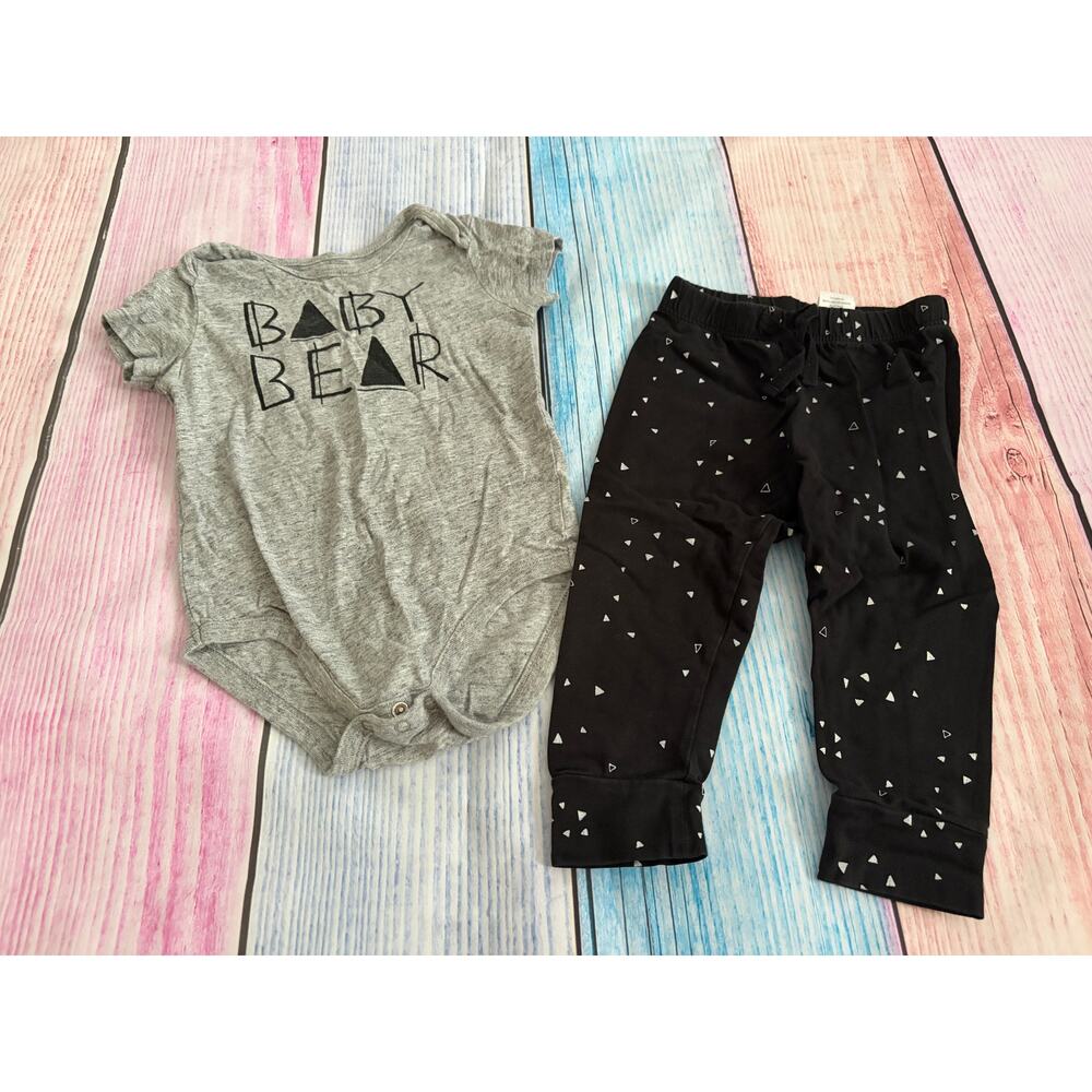 Gymboree Gray and Black Baby Bear Set 12-18 Months Layette Newborn Essentials